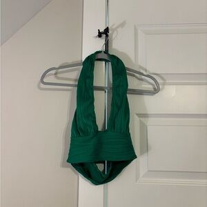 SHEIN Emerald Pleated Halter Top